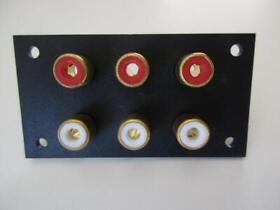 Ca073 1x Rca Gold 6 Terminals Wall Panel Plate Chassis Female Jack Connector Red White