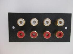 Ca074 1x Rca Gold 8 Terminals Wall Panel Plate Chassis Female Jack Connector Red White