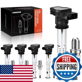 A-premium B0b5l324nq A-premium Set Of 5 Ignition Coil Pack And Iridium Spark Plugs Compatible Audi