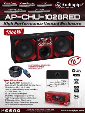 Ap-chu-1028red Audiopipe Red Fully Loaded Speaker Box With 2x 10 Inch Woofers 6x 6 Drivers 4x 4 Tweeters
