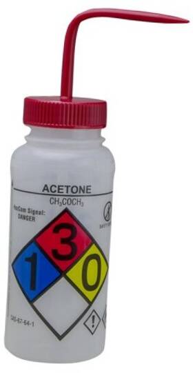F12416-0001 Bel-art Products Sp Ghs Labeled Safety-vented Wash Bottles 500ml 16oz Acetone
