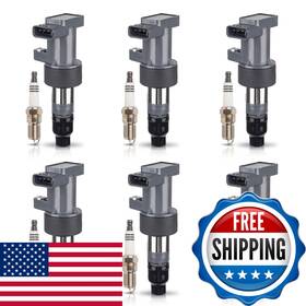 Ena B07p6lh4y3 Set Of 6 Ignition Coil Pack Platinum Spark Plug Compatible Jaguar