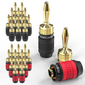 Foscbl-2443pw Fospower Deadbolt Banana Plugs 12 Pairs / 24 Pcs Screwless Type 24k Gold Plated Banan