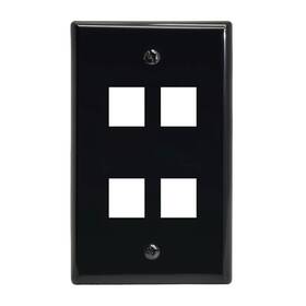 Installerparts 16026 4port Keystone Wall Plate Black Smooth 4 Port 1 Pack