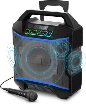 Blckrckr2023 Ion Block Rocker Portable Bluetooth Party Speaker Karaoke Microphone 120w