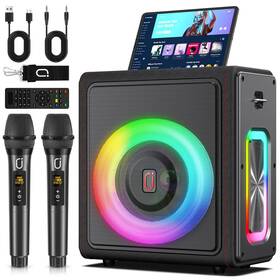 Ms75 Ppmic Karaoke Machine Portable Bluetooth 5.3 Speaker 2 Wireless Microphones