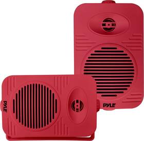 Pyle Pdwrbt46rd.1 300 Watt Bluetooth Speakers Pair Dual Waterproof 4 Inch 2-way Full Range Red