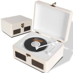 Retrobeat 743693961554 Cd Player Portable With Bluetooth 2200mah Rechargeable Desktop White