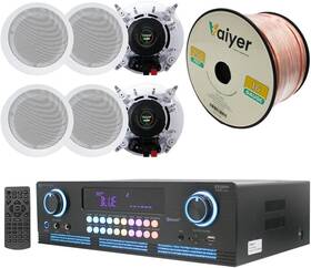 Kttp138 Technical Pro Home Theater System Kit 2000 Watts Bluetooth Amplifier 6 Qty 5.25 Inch 175w In-wall