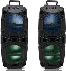 Tpspark28-2 Technical Pro Set Of 2 400-watt Each Portable Rechargeable Bluetooth Speaker