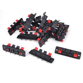 Uxcell 614462280445 15 Pcs 4 Way Stereo Speaker Plate Terminal Strip Push Release Connector Block