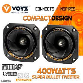 Pet-1943 Voyz 3.5 Inch Super Horn Tweeters Speakers Car Audio Crystal-clear Highs Tweeter