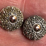 9738 Sterling Silver 925 Dome Button Style Earrings 2-TONE 3.1GRAMS. Fixed Price $23.24.