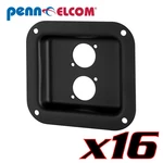 16 Penn Elcom D0947K Dish Two Neutrik Black Steel 4"X4-3/8"FOR Xlr Connectors. Fixed Price $64.64.