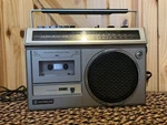 Hitachi Vintage Boombox Ghetto Blaster Radio Tape 80 Silver Round Speaker. Fixed Price $250.00.