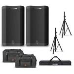 Harbinger Vari V4412 12" Powered Speakers Package With Bags Stands. Fixed Price $1284.99.