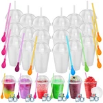 24 Sets Slushie Cups With Dome Lids And Straws Detachable Spoon Reusab.... Fixed Price $43.83.