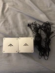 Vizio Satellite Surround Sound Speakers Pair Black Silver With Cables. Fixed Price $29.99.