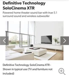 New Definitive Technology Solo Cinema Xtr Home Speaker System Sealed Box. Fixed Price $2200.00.