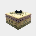 Temp-tations Old World Confetti Square Ceramic Bow Box Baker Canister Lid 8". Fixed Price $26.00.