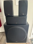 Polk Audio Surround Sound Speakers PSW202,(1)RM2650,CENTER,(4) RM2350 Nice. Fixed Price $100.00.