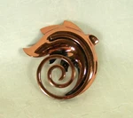 Rame' Copper Leaf Pendant Coil Swirl Artist Signed Mcm Mid Century Modernist 2". Fixed Price $34.99.