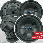 Pair Audiotek 12 Inch 3000 Watt Car Subwoofer With Dvc Power (2 Woofer). Fixed Price $119.99.