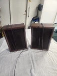 Vintage , 1970S Audio Speakers Wood Set Of 2 Retro Veneer 14"X10"X5". Fixed Price $85.00.