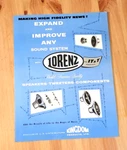 Vtg 1956 Lorenz / Kingdom It&t LP312 Coaxial Speakers Tweeter Etc Sales Bulletin. Fixed Price $25.00.
