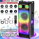 Dual 12" Wooden Bluetooth Speaker Colorful Lights Heavy Bass Sound Pa. Fixed Price $271.99.