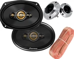 Pioneer 1400W 5-WAY 6X9 Coaxial Car Audio Speakers + 500W Tweeter 100FT Wire. Fixed Price $129.00.