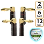 Fospower Dual Screw Gold Plated Speaker Cable Connector Right Angle Banana Plug. Fixed Price $18.99.