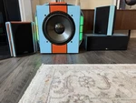Polk Audio Custom Painted Gulf Racing Home Theater Speaker System Wired. Fixed Price $250.00.