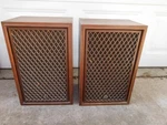 Vintage Sansui SP-50 25W 2-WAY Bookshelf Stereo Speakers Wood Lattice Grills. Fixed Price $74.99.