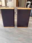 Advent Mini Speakers Pecan Hardwood New Audio Caps Woofers Total Rebuild. Fixed Price $295.00.
