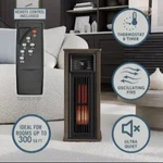 Utilitech Infrared Wood Tower Space Heater With Thermostat, Oscillation & Remote. Fixed Price $119.99.