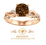Brandy Diamondorables Chocolate Brown 18K Rg Silver Infinity Solitaire Ring 3.5C. Fixed Price $164.99.